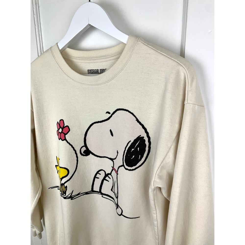 Peanuts Snoopy Woodstock Graphic Sweatshirt Cream Small Cottagecore Nostaligia - Picture 7 of 12
